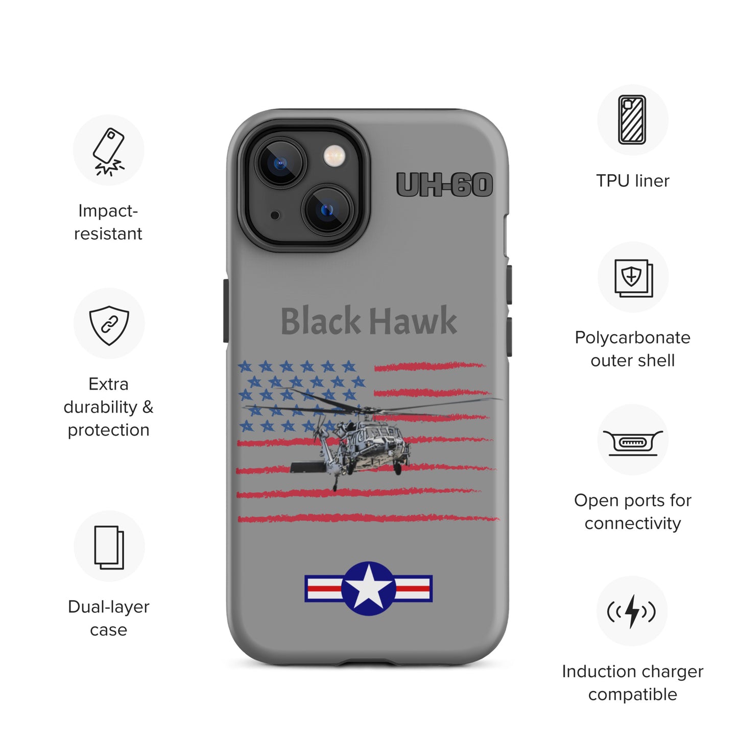 Black Hawk Patriot iPhone Case (Without Quotes)