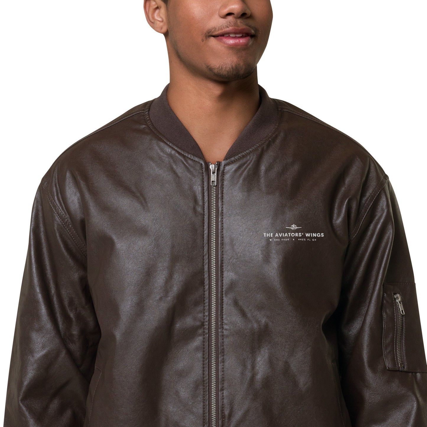 The Aviators' Wings Faux Leather Bomber Jacket